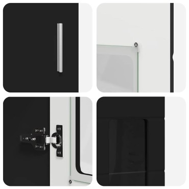 vidaXL Highboard FLORIN Μαύρο 60x35x182cm Επεξεργασμένο ξύλο