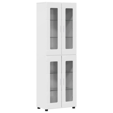 vidaXL Highboard FLORIN Υψηλής γυαλάδας λευκό 60x35x182cm