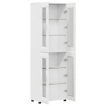 vidaXL Highboard FLORIN Υψηλής γυαλάδας λευκό 60x35x182cm