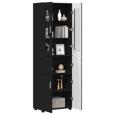 vidaXL Highboard FLORIN 60x35x182cm Μαύρο Επεξεργασμένο Ξύλο