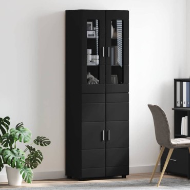 vidaXL Highboard FLORIN 60x35x182cm Μαύρο Επεξεργασμένο Ξύλο