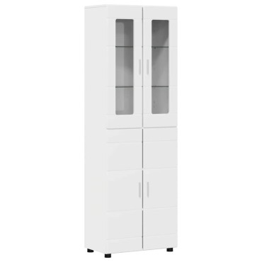 vidaXL Highboard FLORIN Υψηλής γυαλάδας λευκό 60x35x182cm