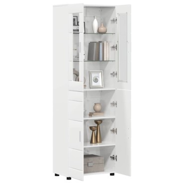 vidaXL Highboard FLORIN Υψηλής γυαλάδας λευκό 60x35x182cm