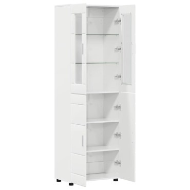 vidaXL Highboard FLORIN Υψηλής γυαλάδας λευκό 60x35x182cm