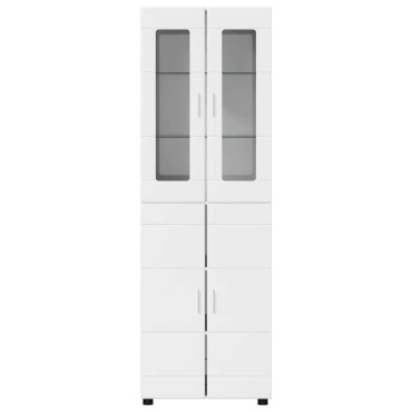 vidaXL Highboard FLORIN Υψηλής γυαλάδας λευκό 60x35x182cm