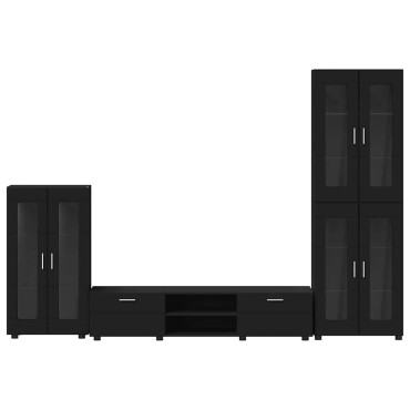 vidaXL Σετ επίπλου τηλεόρασης FLORIN 3 τεμ. Μαύρο Επεξεργασμένο ξύλο 150x39x30cm