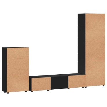 vidaXL Σετ επίπλου τηλεόρασης FLORIN 3 τεμ. Μαύρο Επεξεργασμένο ξύλο 150x39x30cm