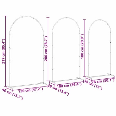 vidaXL Αψίδα Γάμου 3 τμχ. Λευκός 120 x 40 x 217 εκ. Ατσάλι