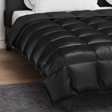 vidaXL Χειμερινό Παπλωματοθήκη Μαύρο 220 x 260 cm Σατέν και Μικροΐνες