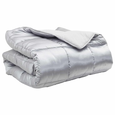 vidaXL Χειμερινό Παπλωματοθήκη Ασημί 140 x 220 cm Σατέν και Μικροΐνες