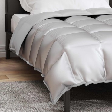 vidaXL Χειμερινό Παπλωματοθήκη Ασημί 140 x 220 cm Σατέν και Μικροΐνες