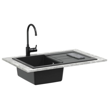 vidaXL Σιντρινο Μαύρο 780 x 500 mm 80% Χαλαζίας και 20% Ρητίνη