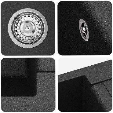 vidaXL Σιντρινο Μαύρο 780 x 500 mm 80% Χαλαζίας και 20% Ρητίνη