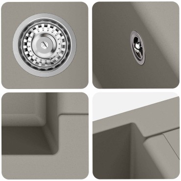 vidaXL Σιντρινο Γκρι 780 x 500 mm 80% Χαλαζίας και 20% Ρητίνη