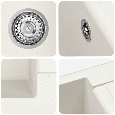 vidaXL Σιντρινο Λευκό 620 x 500 mm 80% Χαλαζίας και 20% Ρητίνη