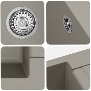 vidaXL Σιντρινο Γκρι 780 x 500 mm 80% Χαλαζίας και 20% Ρητίνη