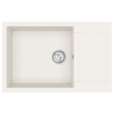 vidaXL Σιντρινο Λευκό 780 x 500 mm 80% Χαλαζίας και 20% Ρητίνη