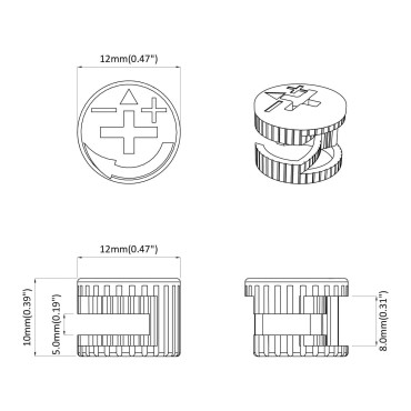 vidaXL Καμπανούχες βίδες 2 τμχ. Ασημί 12 x 10 mm Μέταλλο