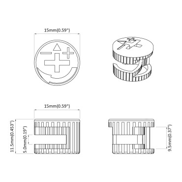vidaXL Καμπανούχες βίδες 2 τμχ. Ασημί 15 x 11,5 mm Μέταλλο