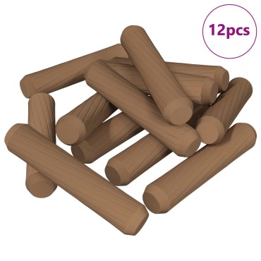 vidaXL Ξύλινοι Δακτύλιοι 12 τμχ. Καφέ Ø 8 x 35 χλμ Μασίφ ξύλο