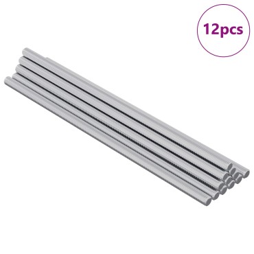 vidaXL Ράβδος Με Σπείρωμα 12 τμχ. Ασημί 6 x 170 mm Ατσάλι