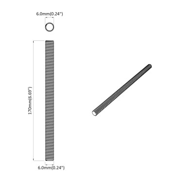 vidaXL Ράβδος Με Σπείρωμα 12 τεμ. Ασημί 6 x 170 mm Ατσάλι