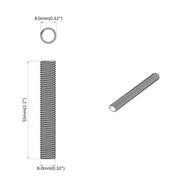 vidaXL Ράβδος Με Σπείρωμα 2 τεμ. Ασημί 8 x 55 mm Ατσάλι