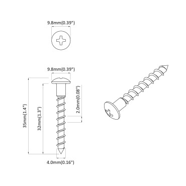 vidaXL Βίδα 2 τμχ. Ασημί 9,8 x 35 mm Σίδερο