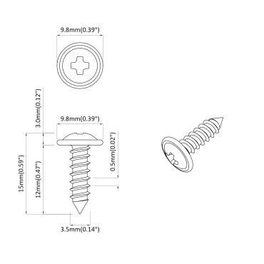 vidaXL Βίδα Αυτο-τρυπητή 2 τμχ. Μαύρο 3,5 x 12 mm Σίδερο