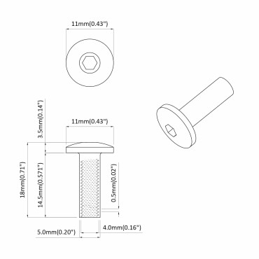 vidaXL Πριτσίνια Σωλήνα 2 τμχ. Μαύρο M4 x 14,5 mm Μέταλλο