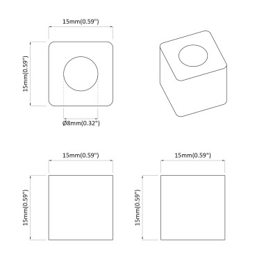 vidaXL Κρατητής Συρταριού 12 τμχ. Μαύρο 15 x 15 x 15mm PP Κοπλυμερές
