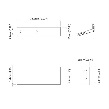 vidaXL Βραχίονας κατά της ανατροπής 1268 Ασημί 74,5 x 15 x 32 χιλιοστά