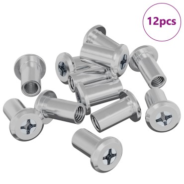 vidaXL Παξιμάδι Κλειδώματος 12 τμχ. Ασημί M6 x 15 mm Ατσάλι