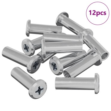 vidaXL Παξιμάδι Κλειδώματος 12 τμχ. Ασημί M6 x 25 mm Ατσάλι