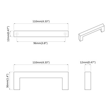 vidaXL Χειριστήριο Επίπλου 530 τμχ. Μαύρο 105 x 12 x 36 mm Σίδερο