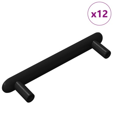 vidaXL Χειριστήριο Ντουλάπας 12 τμχ. Μαύρο 121 x 16.6 x 28.3 mm Σίδερο