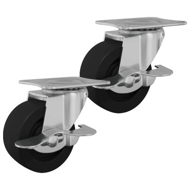 vidaXL Τροχίσκος 2 pcs Μαύρο και ασημί 50,7 x 50,7 x 24,4 χιλ