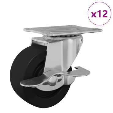 vidaXL Τροχίσκος 12 pcs Μαύρο και ασημί 50,7 x 50,7 x 24,4 χιλ