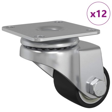 vidaXL Τροχίσκος 12 pcs Ασημί 44,1 x 44,1 x 1,95 χιλ Νάιλον