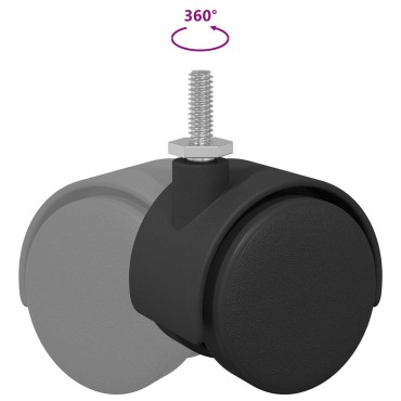 vidaXL Τροχίσκος 2 pcs Μαύρο και Ασημί 37,8 x 40 χιλ. Σίδηρος και PP