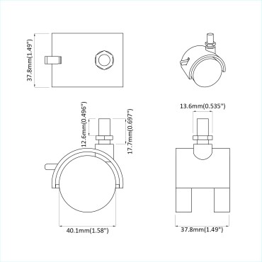 vidaXL Τροχίσκος 2 pcs Μαύρο και Ασημί 37,8 x 40 χιλ. Σίδηρος και PP