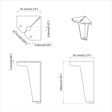vidaXL Πόδια Επίπλων 12 τμχ. Μαύρο 54,1 x 54,1 x 100 mm Σίδερο