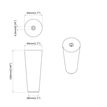 vidaXL Πόδια Επίπλων 12 τμχ. Καφέ Ø 44 x 100 mm Στερεό Ξύλο Ευκαλύπτου