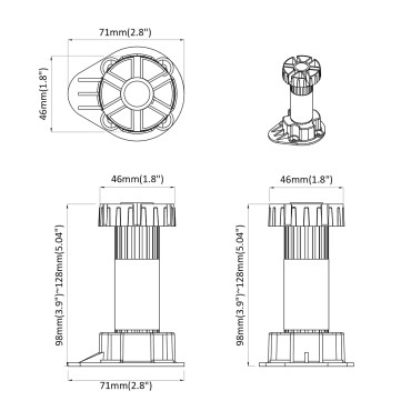 vidaXL Πόδια Επίπλων Ρυθμιζόμενος 12 pcs Μαύρο 46 x 46 x 128 mm PP
