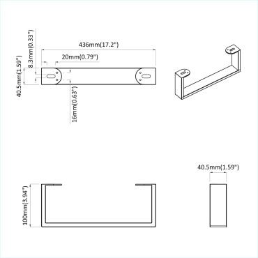 vidaXL Πόδια Επίπλων 12 τμχ. Μαύρο 436 x 40,5 x 100 χιλ Σίδερο