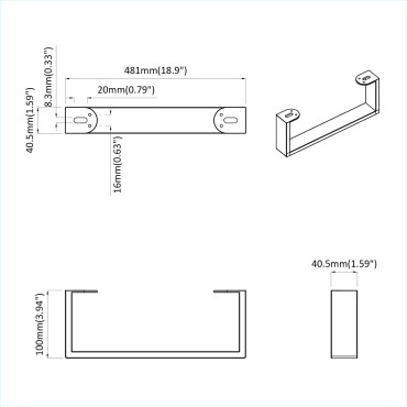 vidaXL Πόδια Επίπλων 12 τμχ. Μαύρο 481 x 40,5 x 100 χιλ Σίδερο