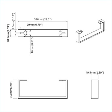 vidaXL Πόδια Επίπλων 2 τμχ. Μαύρο 596 x 40,5 x 100 χιλ Σίδερο