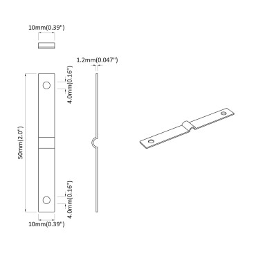 vidaXL Πλάκα Χτυπήματος 2 τμχ. Ασημί 50 x 10 x 1,2 mm Σίδερο