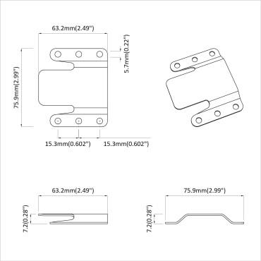 vidaXL Βραχίονας Θαμμένου Στήριξης 419 Ασημί 75 x 66 x 1,4 χιλ Ατσάλι