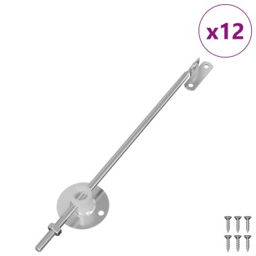 vidaXL Μεντεσές στήριξης καπακιού 12 τμχ. Ασημί 194 x 36 x 18 mm